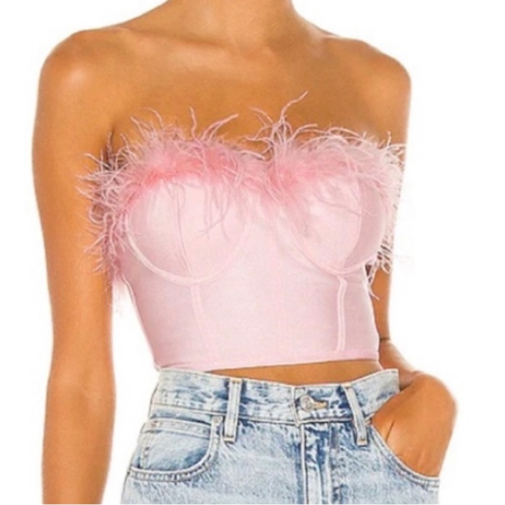 Superdown Ramona pink Feather Top